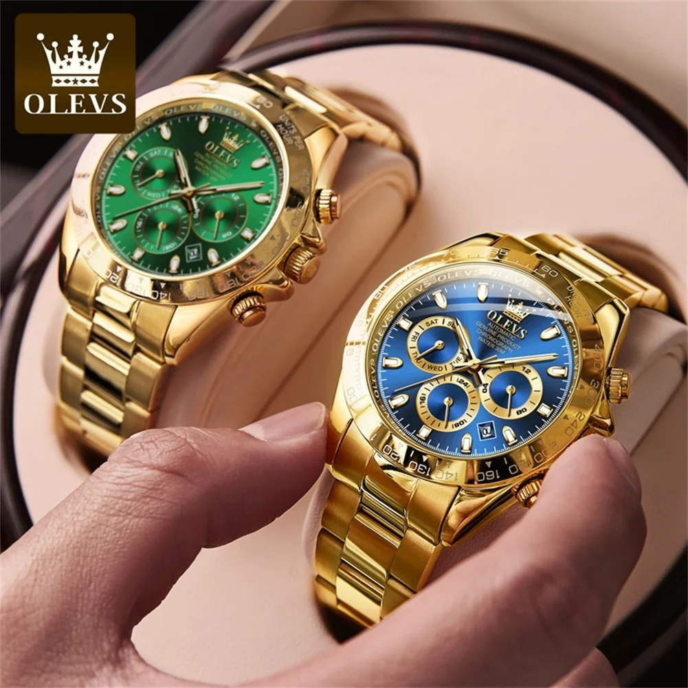 OLEVS 6638 TOP Brand Automatic Mechanical Watch for Men Multi-function Chronograph Date Waterproof Luxury Original Watch Men