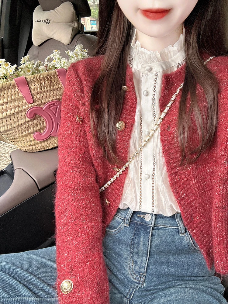 korean-sle-ort-red-knitted-sweater-women's-faionable-versatile-autumn-winter-new-arrival-age-defng-trendy-outerwear