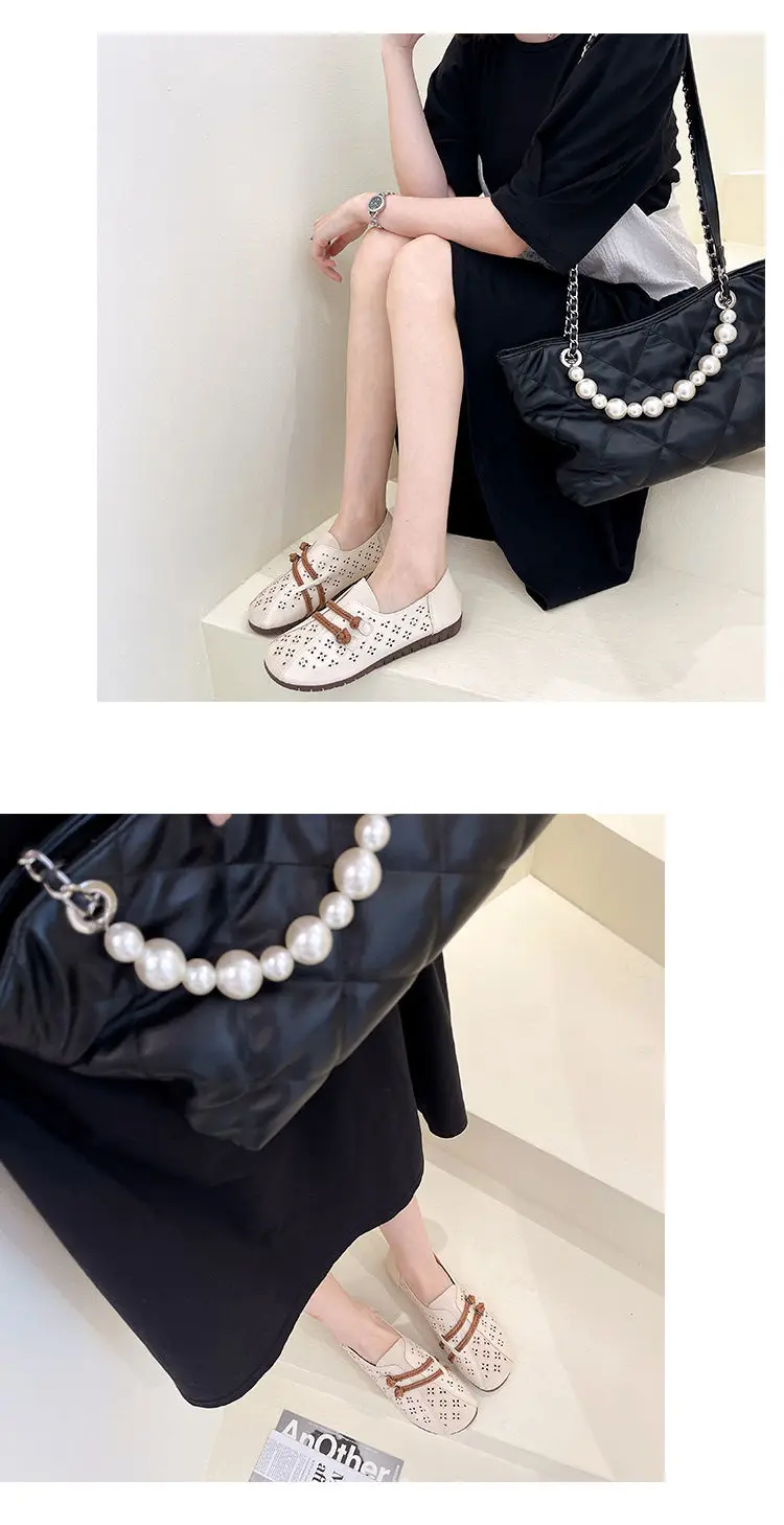 2024 Newly Square Toe Women's Flats Designer Cutout Shoes Ladies Wide Fit Soft Leather Moccasins Female Driving Sneakers