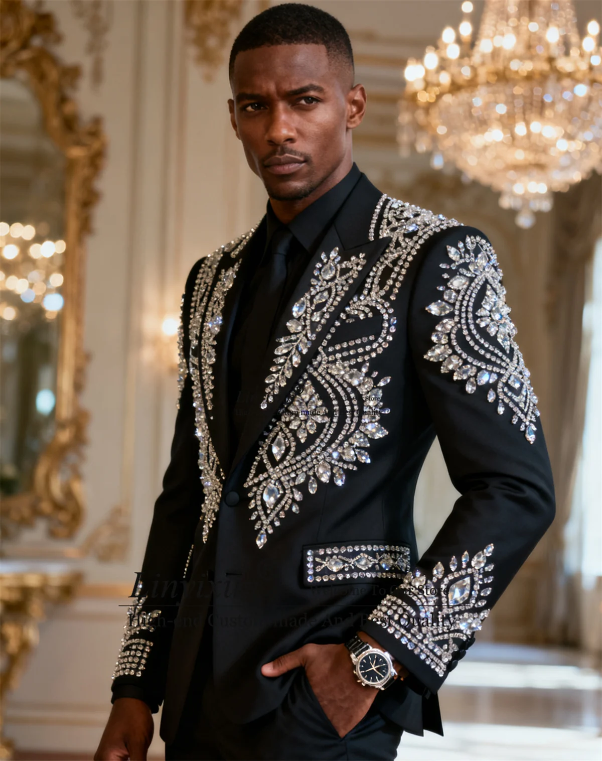 

Роскошные ювелирные украшения, мужские костюмы, комплекты из 2 предметов, смокинги для свадебной вечеринки, тонкий пиджак с остроконечными лацканами, индивидуальный пиджак для жениха, Ropa Hombre