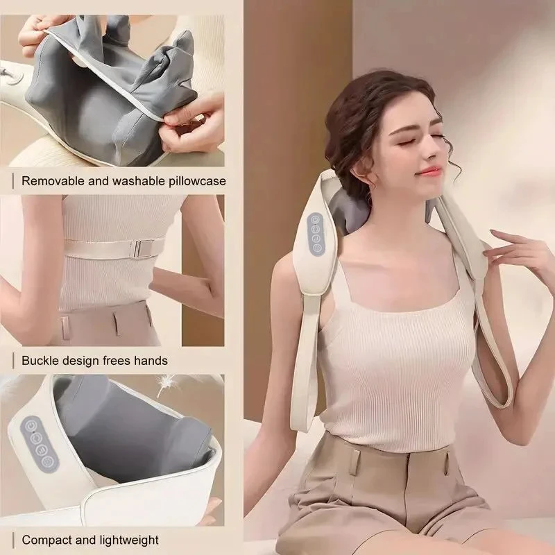 เครื่องนวดไหล่ไฟฟ้าหมอนนวดความร้อน Shiatsu ความร้อนหมอนนวดคอสําหรับไหล่กล้ามเนื้อนวดบรรเทาอาการปวด