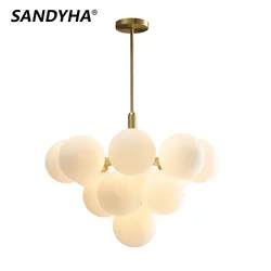 SANDYHA Art Decor Bubble Glass Ball G9 Pendant Lights for Living Dinning Room Bedroom Romantic Designer Creative Hanging Lamp