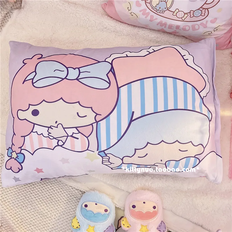 Kawaii Sanrios Plush Hello Kittys Little Twin Stars Pillowcase Cute Cartoon Pillow Children Removable Washable Pillowcase Gift