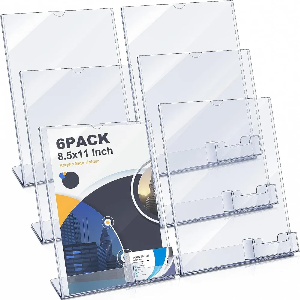 

Sign Holder with Business Card Holders Clear Brochure Display Stand with Attached Business Card Flyer Holder Flyer Stand Frame