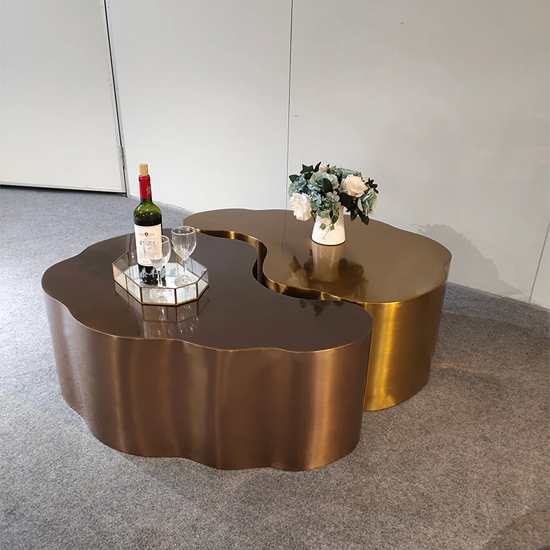 

Modern simple stainless steel special-shaped coffee table light luxury special-shaped designer creative combination living room
