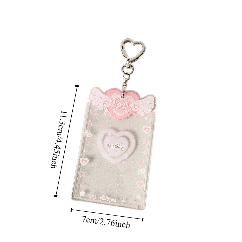 Acrylic Card Cover Photocard Holder Hanging Decoration With Keychain Photo Photocard Frame Idol Photo Card Love Heart Pendant