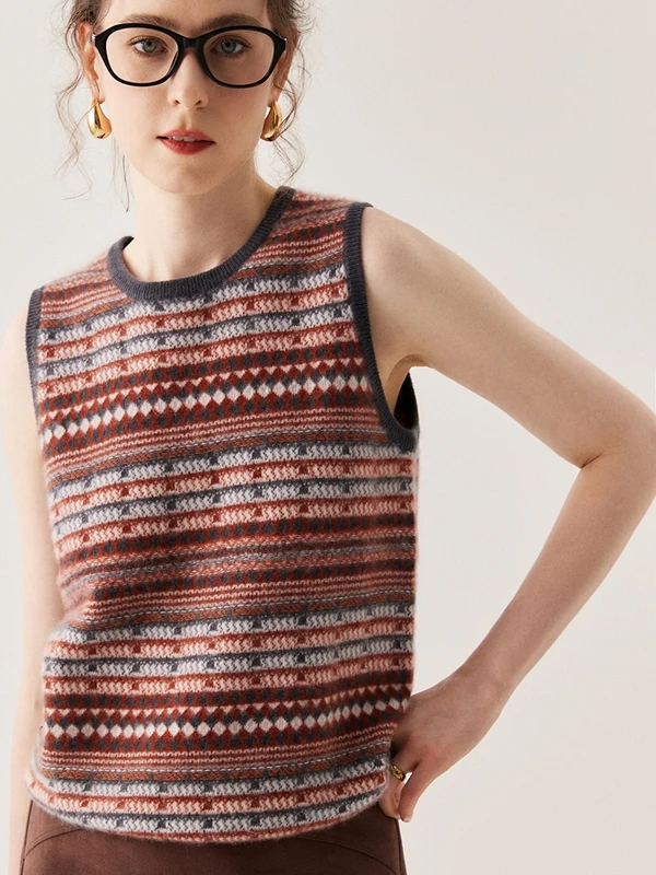 

Вязаный жилет в полоску в стиле ретро, женский круглый камуфляжный свободный шерстяной свитер Ne Svel, мягкий трикотаж, повседневная повседневная одежда