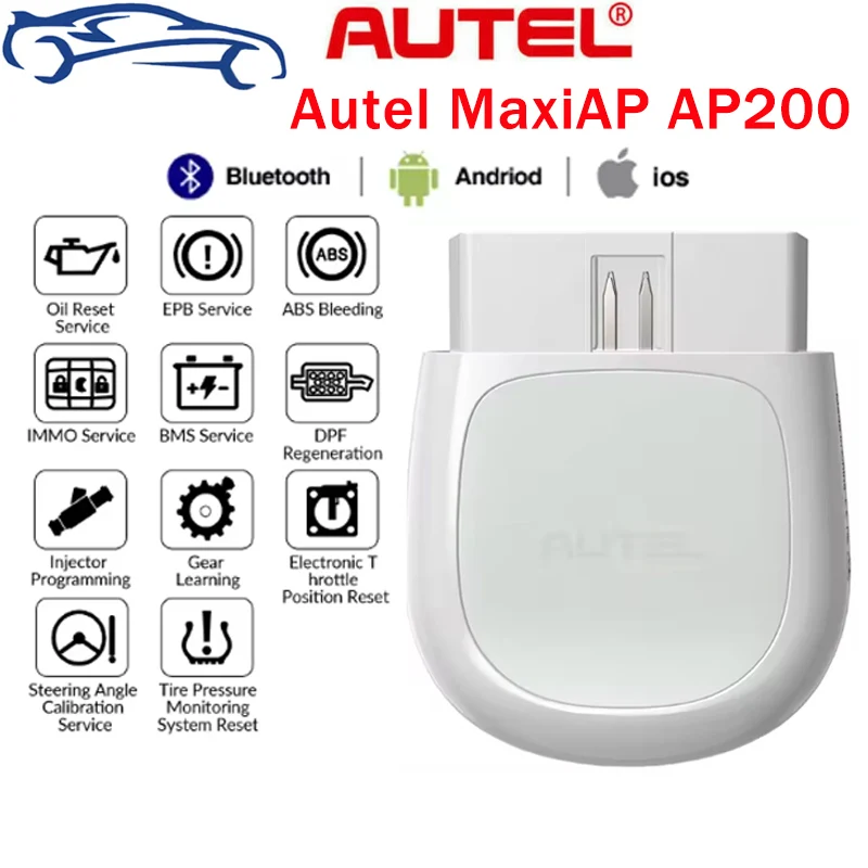 Autel MaxiAP AP200 Bluetooth OBD2 Code Reader with Full System Diagnoses AutoVIN TPMS IMMO Service for DIYers Simplified Edition