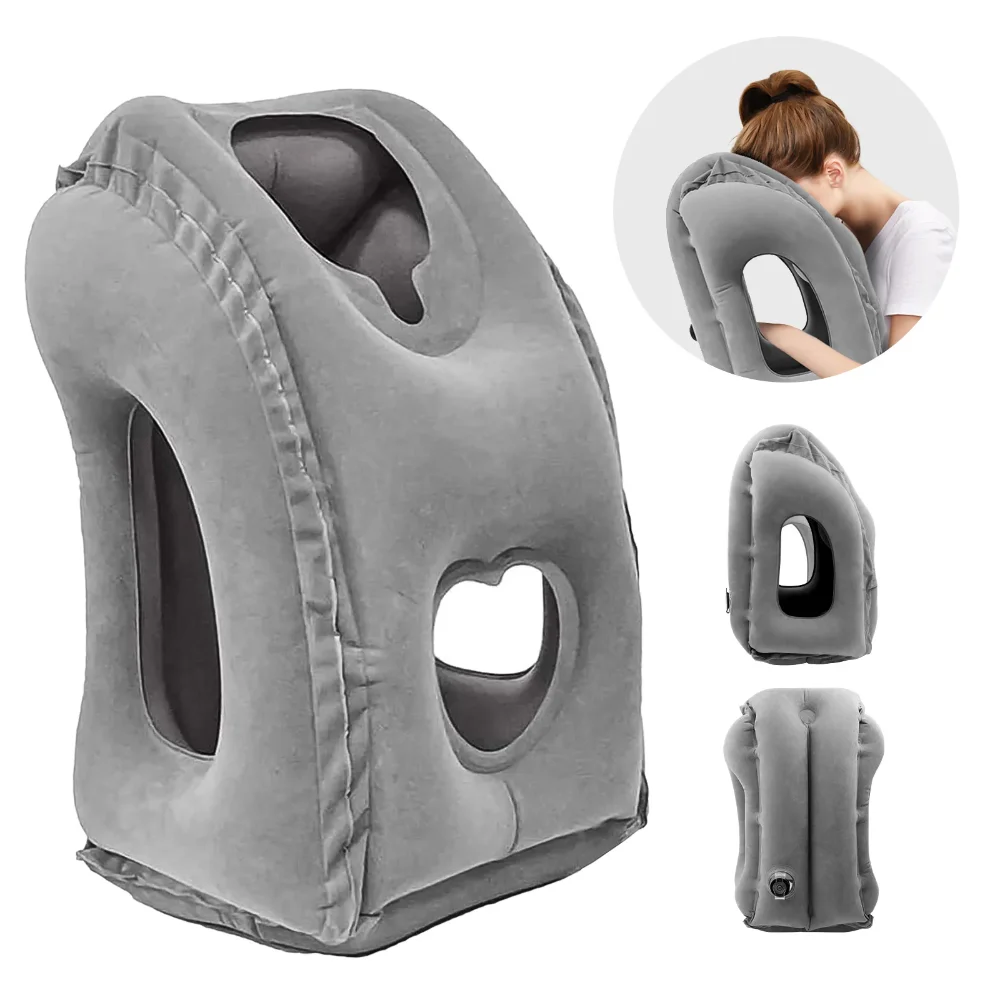 

1pc Inflatable Travel Pillow, Airplane Pillow With Patented Valve Design, Travel Accessories With Neck And Head Support, Travel