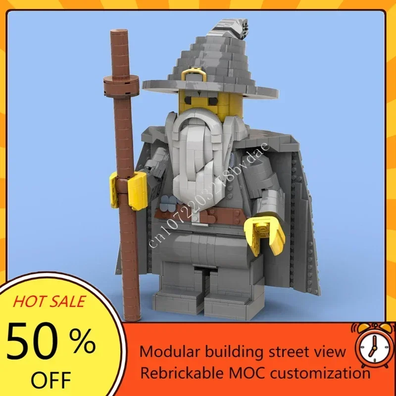1374PCS MOC Sculptures Series Gandalf  6:1 Mega Figure Model Custom Puzzle Technology   DIY Creative Assembly Toy Gifts