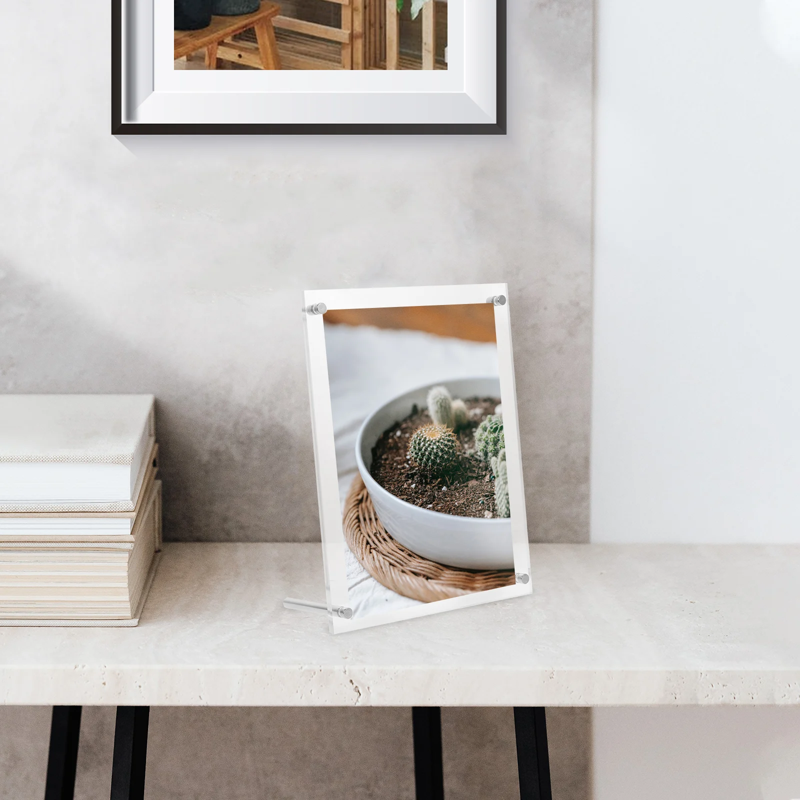 

Transparent Acrylic Photo Frame Desktop Picture Frame Certificate License Display Stable Holder for Office Home Restaurant Decor