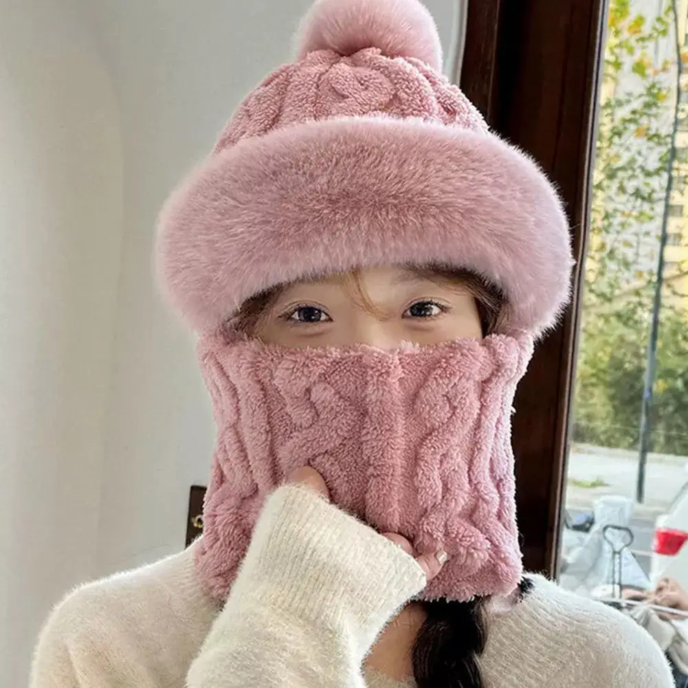 Winter-Schal-Set mit Kapuze für Damen, Plüsch-Hals, warm, Russland, Outdoor, Ski, winddicht, Mütze, dicker Plüsch, flauschige Mützen, Fahrradmütze – Detail 19