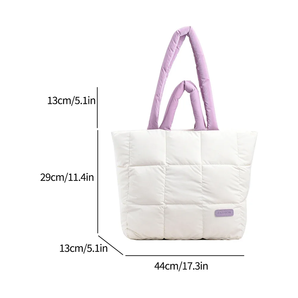 Women Shoulder Bags Fashion Large Tote Padded Handbags Designer Quilted  Luxury Nylon Down Cotton Crossbody Bag Winter Purse