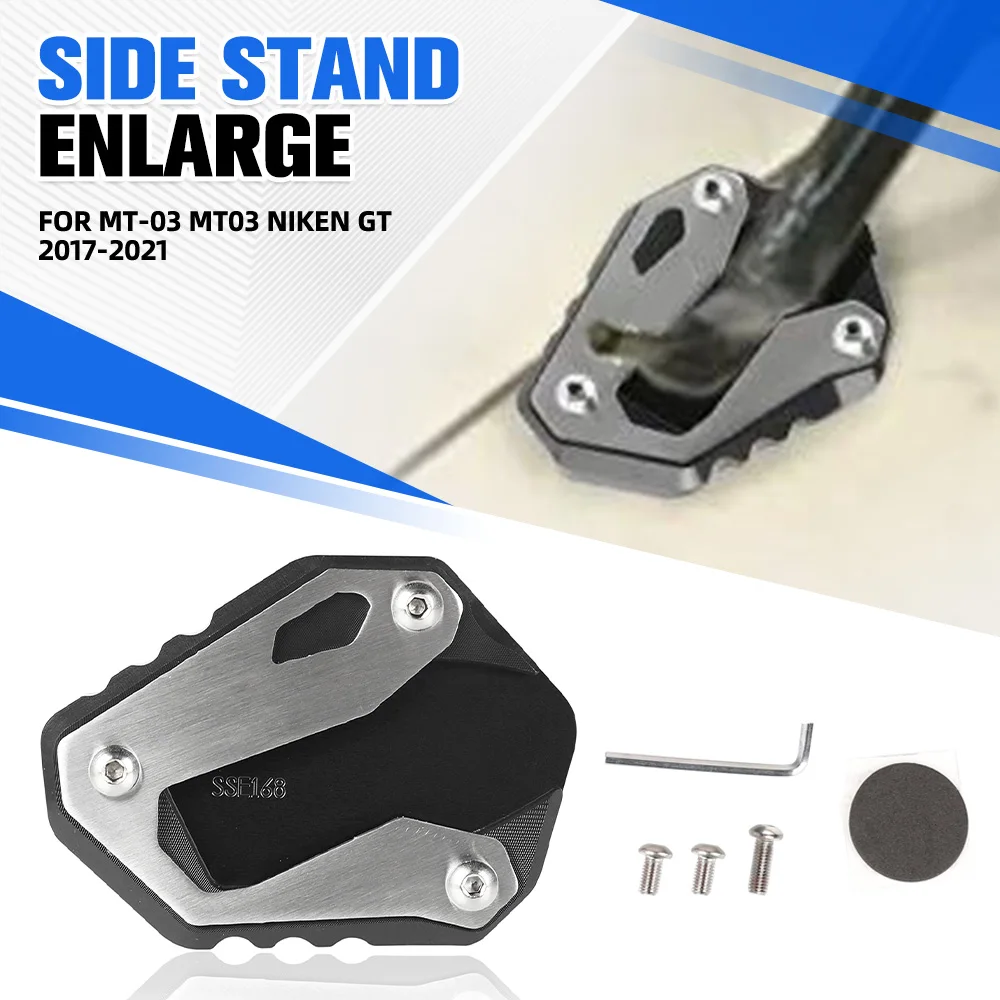 

MT03 Foot Side Stand Auxiliary Pad Kickstand Support Plate Extension FOR Yamaha MT-03 MT03 NIKEN GT 216 2017 2018 2019 2020 2021