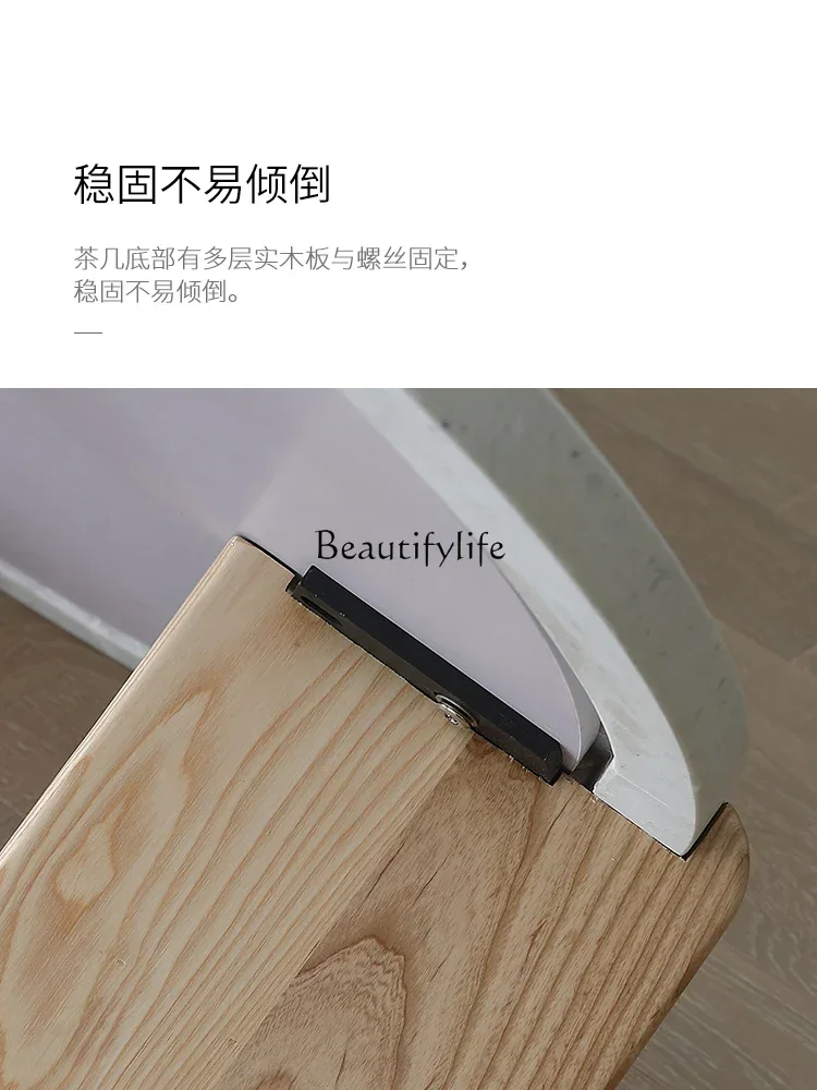 88.Nordic terrao coffee table solid wood wabi sabi wind log minimalist designer round coffee table combination