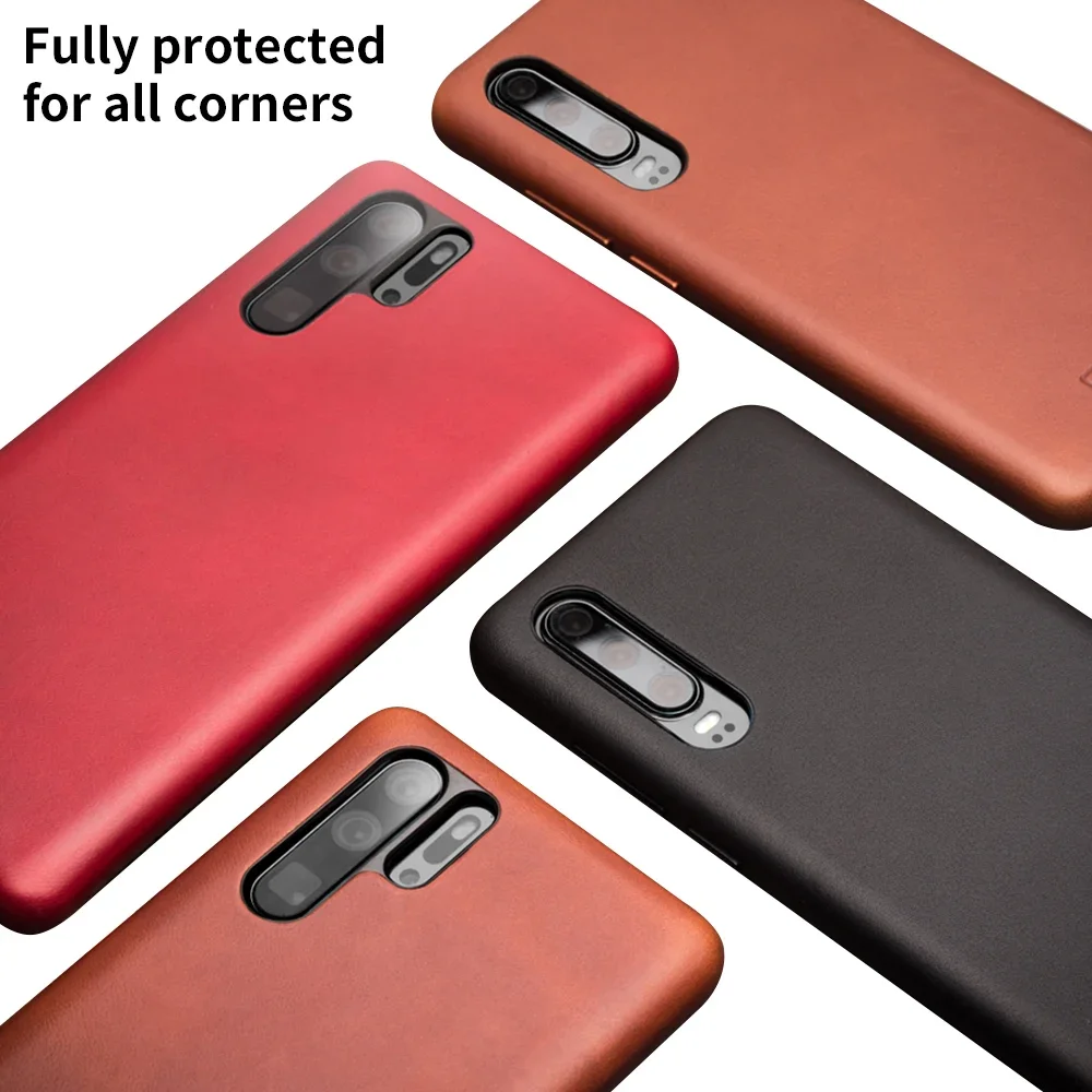 QIALINO Fashion Genuine Leather Ultra Slim Phone Case for Huawei P30 Pro 6.47 inch Luxury Handmade Back Cover for Huawei P30