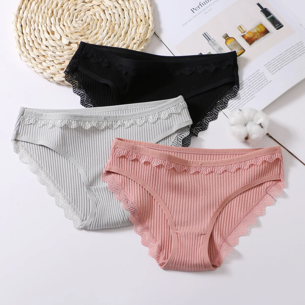 3 PCS Women Cotton Underwear Seamless panties Sexy panty Female Breathable Solid Color Underpants Girls' Lingerie Briefs-XL