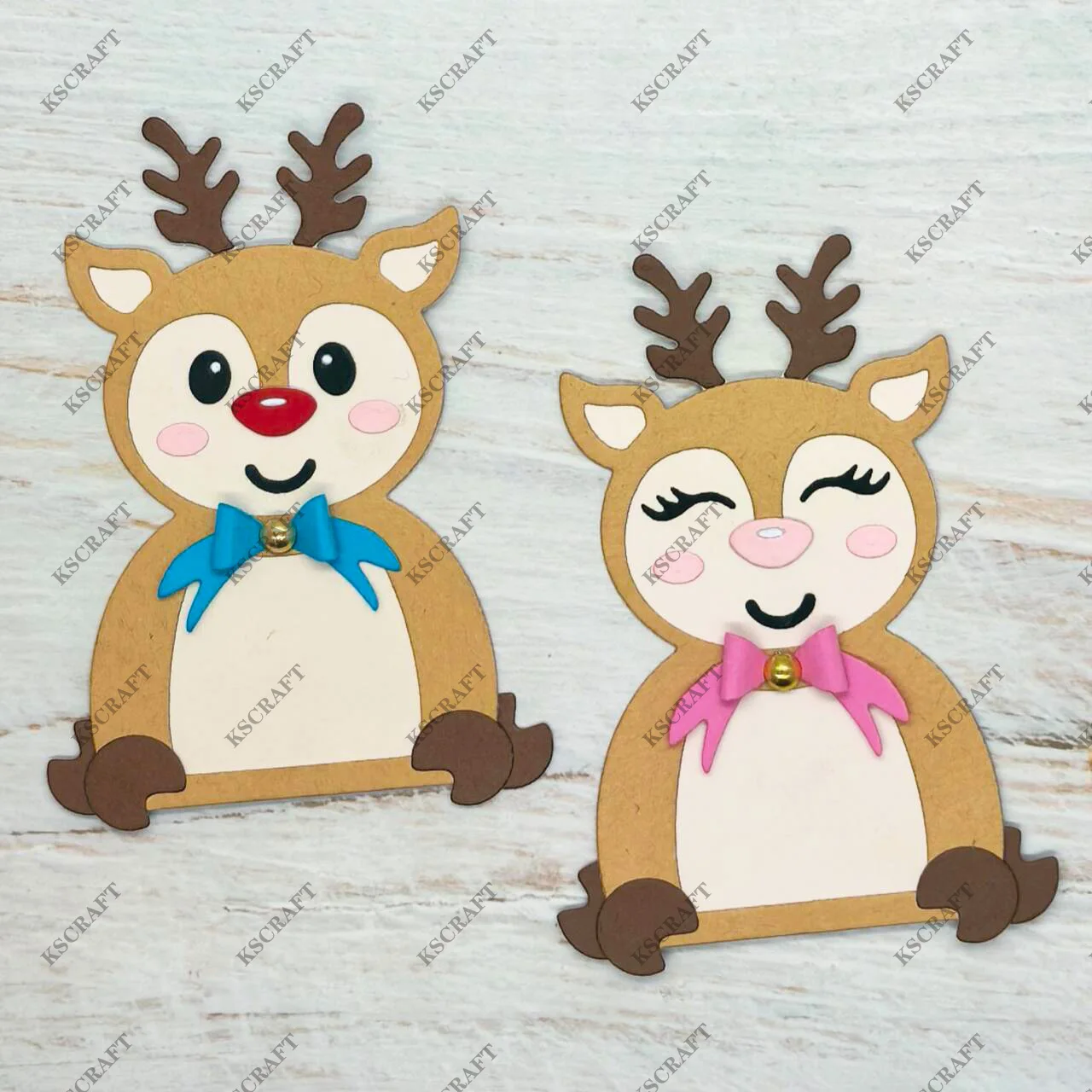 KSCRAFT Reindeer Boy and Girl Cutting Dies Stencils for DIY Scrapbooking Decorative Embossing DIY Paper Cards