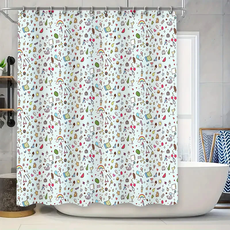 

Cute Cartoon Kids Bathroom Shower Curtain Waterproof Funny Animals Stars Pattern Decor