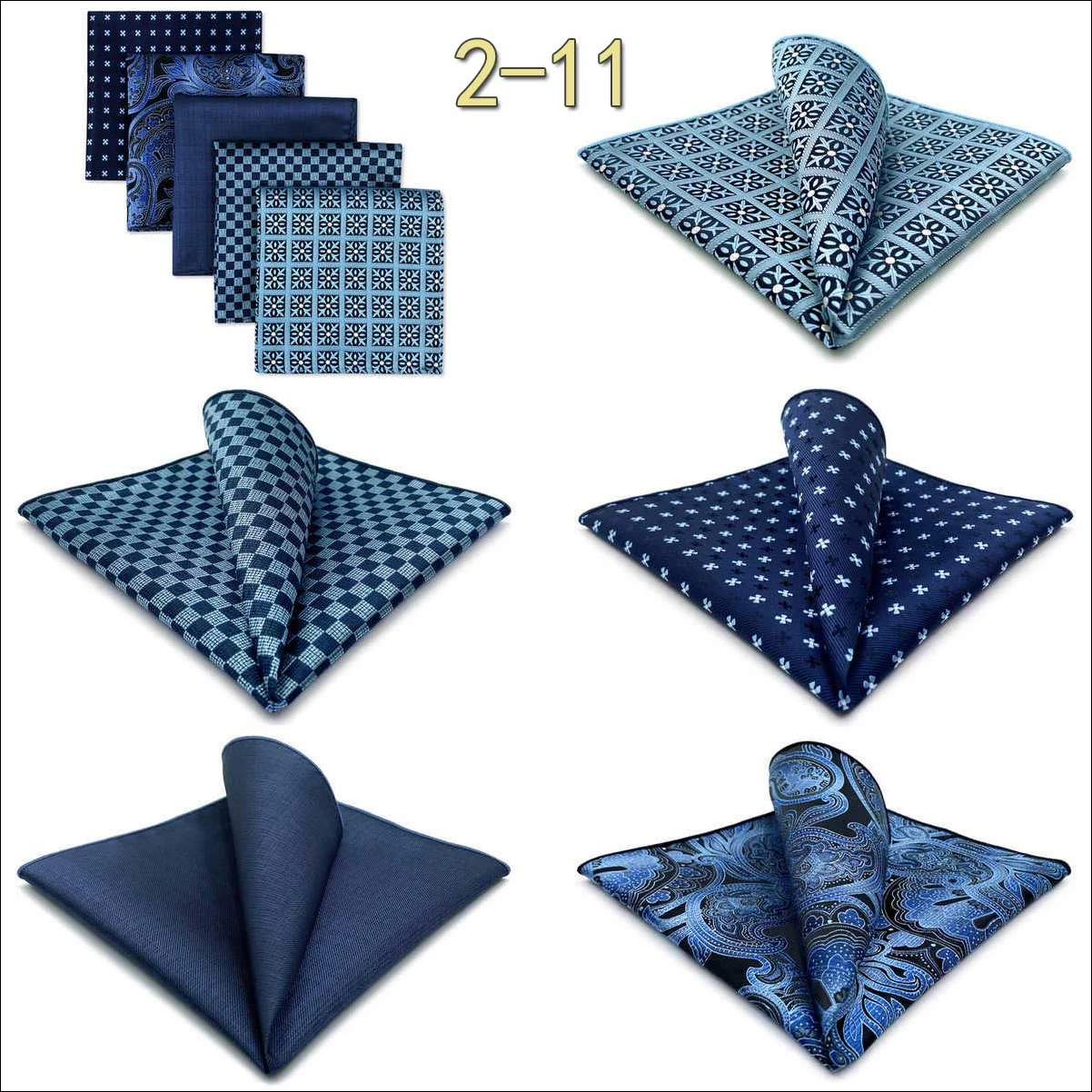 5 Pack Mens Suit Pocket Square Handkerchief Set Various Hanky Lot Classic Gentlemen Wedding Gift Accessories Large Dropshipping