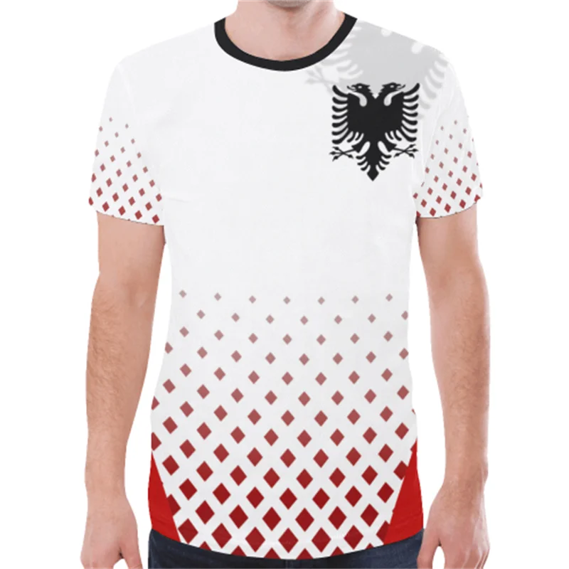 Wholesale Jersey Football Albania Jersey 2024 Soccer Team T-Shirt 3D Albanians Flag Graphic T Shirts Albanian Emblem Tee Shirts image 5