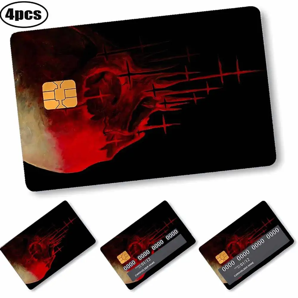 Gothic Red Cross Credit Card Protector Glossy Wrinkle Proof Bubble Free PVC Decal With IC Strip Cutout For Bank ID Cards