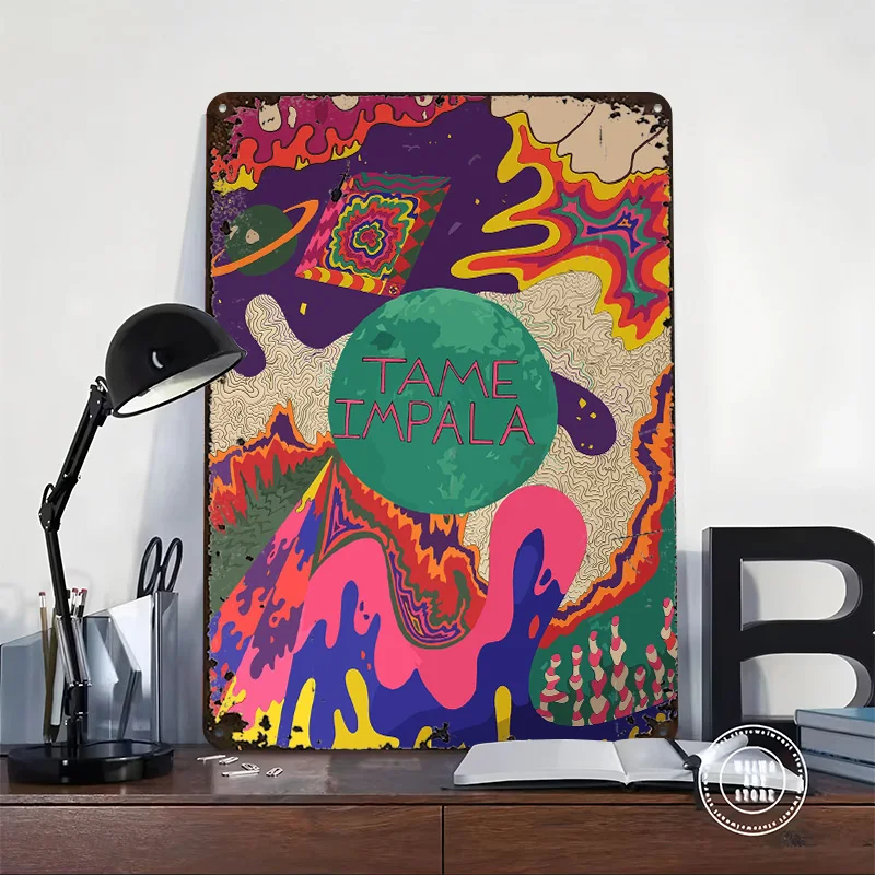 Tame Impala Psychedelic Art 3D Texture Printed Poster Custom Vintage Metal Tin Plate Sign for Wall Art Room Decoration Cozy Home