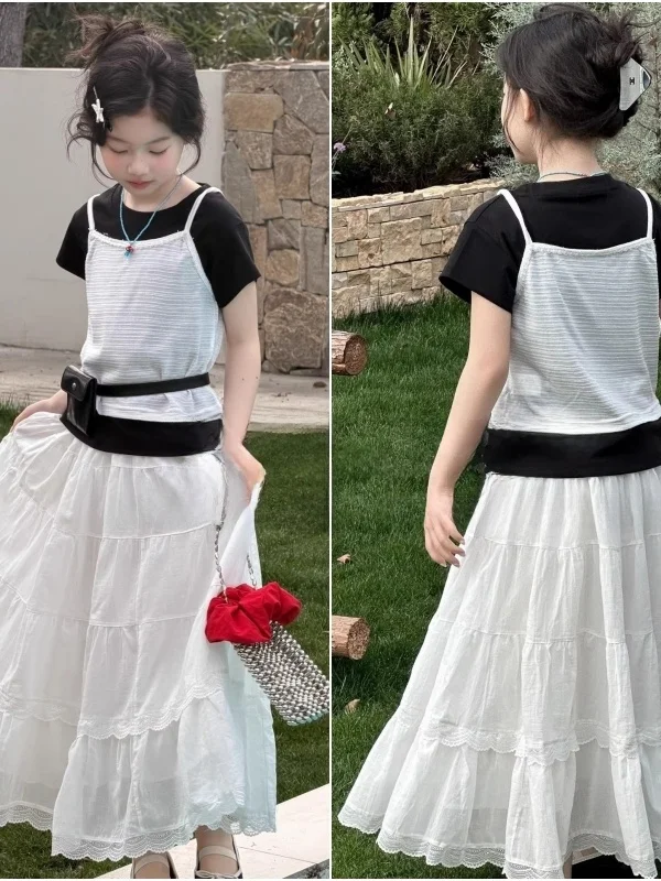 boraqin-set-estivo-per-bambini-stile-coreano-t-shirt-a-maniche-corte-tinta-unita-e-gonna-con-bretelle-per-ragazzi-e-ragazze