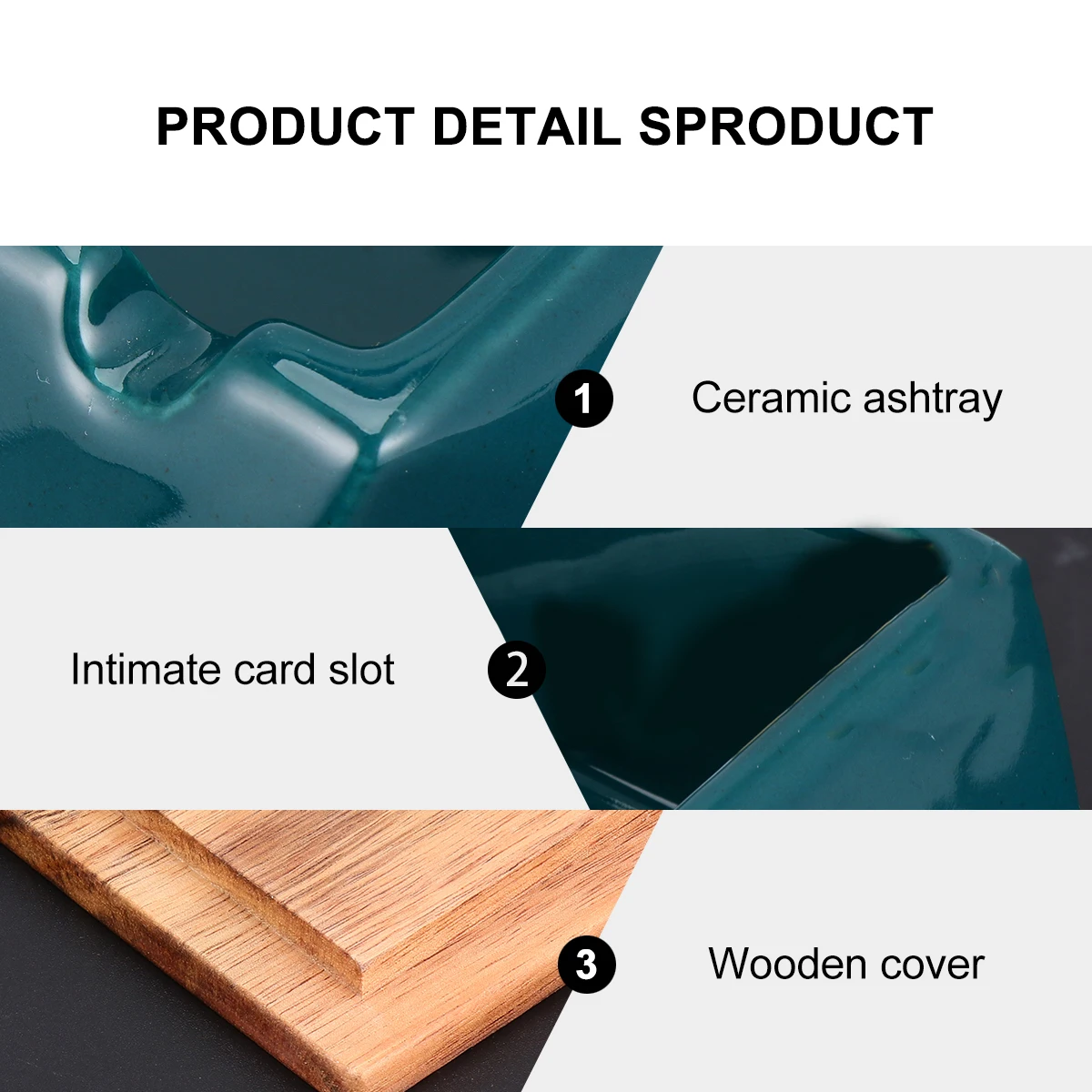 

1Pc Diamonds Ceramic Ashtray with Cover Creative Ashtray Fashionable Exquisite Ash Container for Home Office (Green)