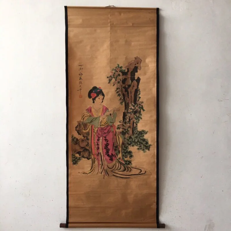 Antique Miscellaneous Factory Wholesale Calligraphy and Painting Middle Hall Painting Distressed Antique Office Living Room Lady