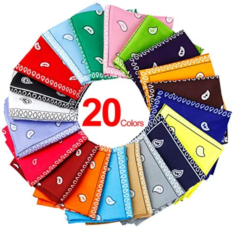 20 قطعة من عصابات الرأس المتنوعة بتصميم بيزلي للمغامرات الخارجية على طراز رعاة البقر من البوليستر مثالية للوصول إلى الموضة