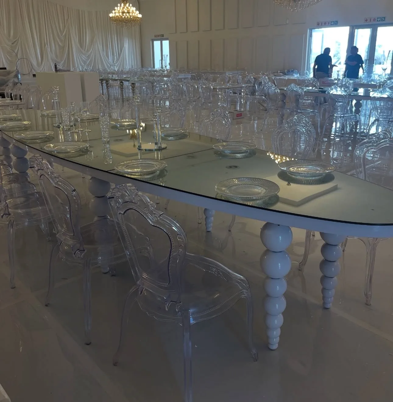 Round Glass Top Dining Table Wedding Stainless Steel Round Luxury Wedding Table