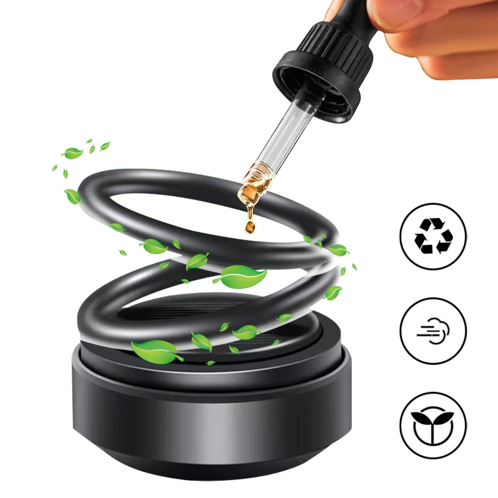 Solar Powered Aromatherapy Diffusers Rotating Suspension Double Ring Aroma Diffuser Car Decoration Accessories