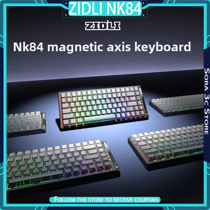 ZIDLI NK84 Contour Magnetic Axis Keyboard Equipped with An Independent Volume Knob 8K Low Latency Esports Gaming Keyboard Gamer