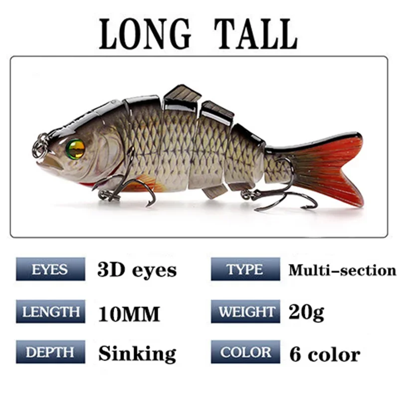 Iscas de pesca luminosa, Multi Swimbait articulado, Wobblers Pike Tackle para Bass Trout, Crankbait Lure, 6 7 Segmento, Drop Shipping