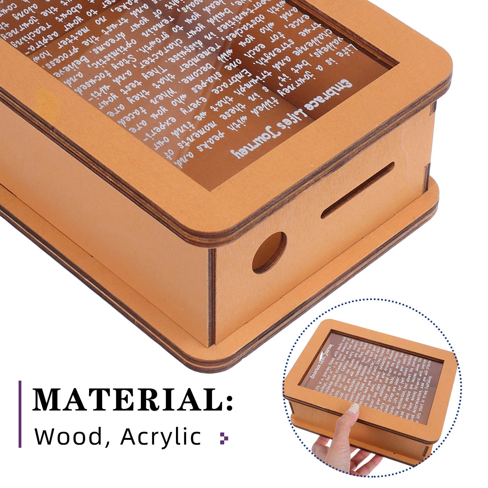 Transparent Wooden Saving Box Clear Acrylic Money Bank For Coin Storage Adults Motivational Cash Container Decorative