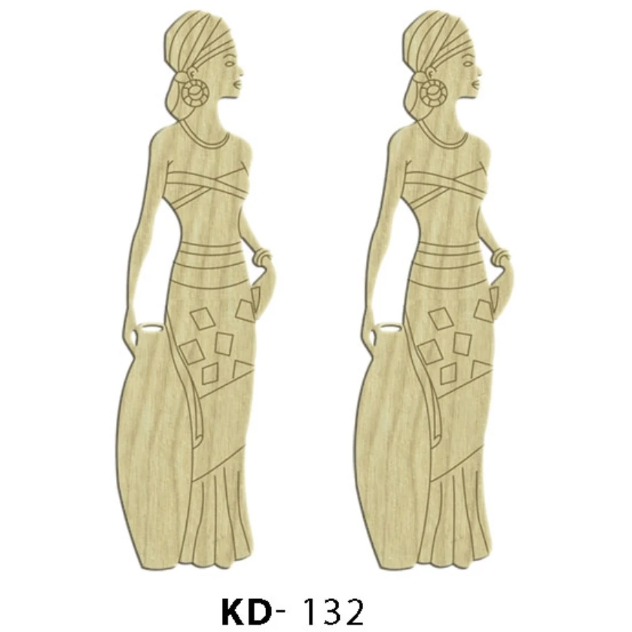 KD132 Women 2li Set Wooden Package Ornament, Hobby Wood Painting Ornament