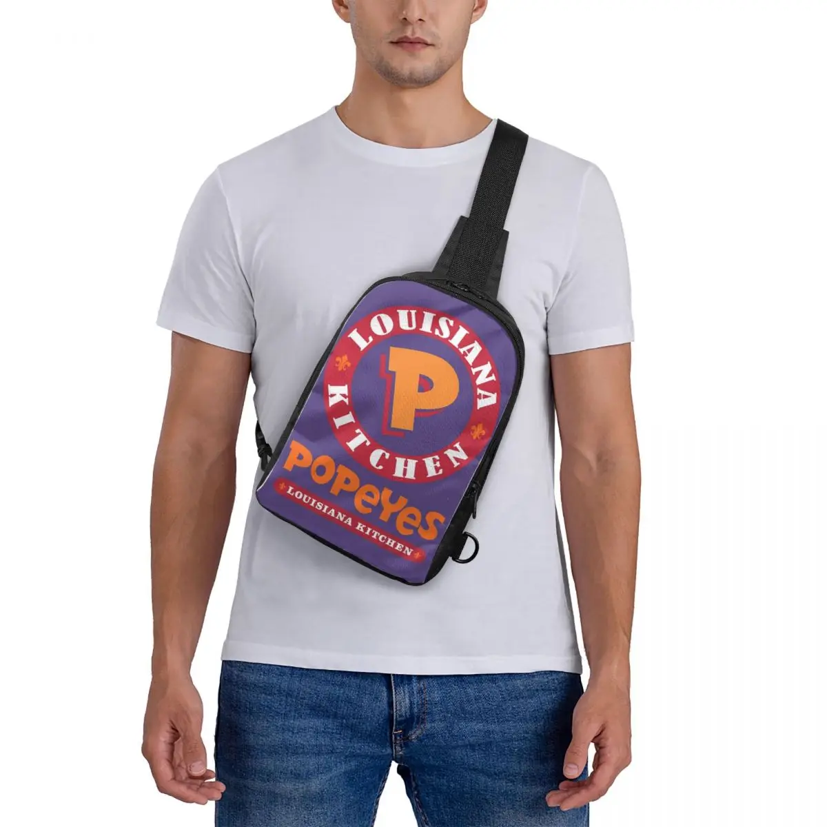 

Popeyes Louisiana Kitchen Logo Chest Bag Crossbody Backpack Sling Shoulder Bag For Men Travel Hiking Daypack