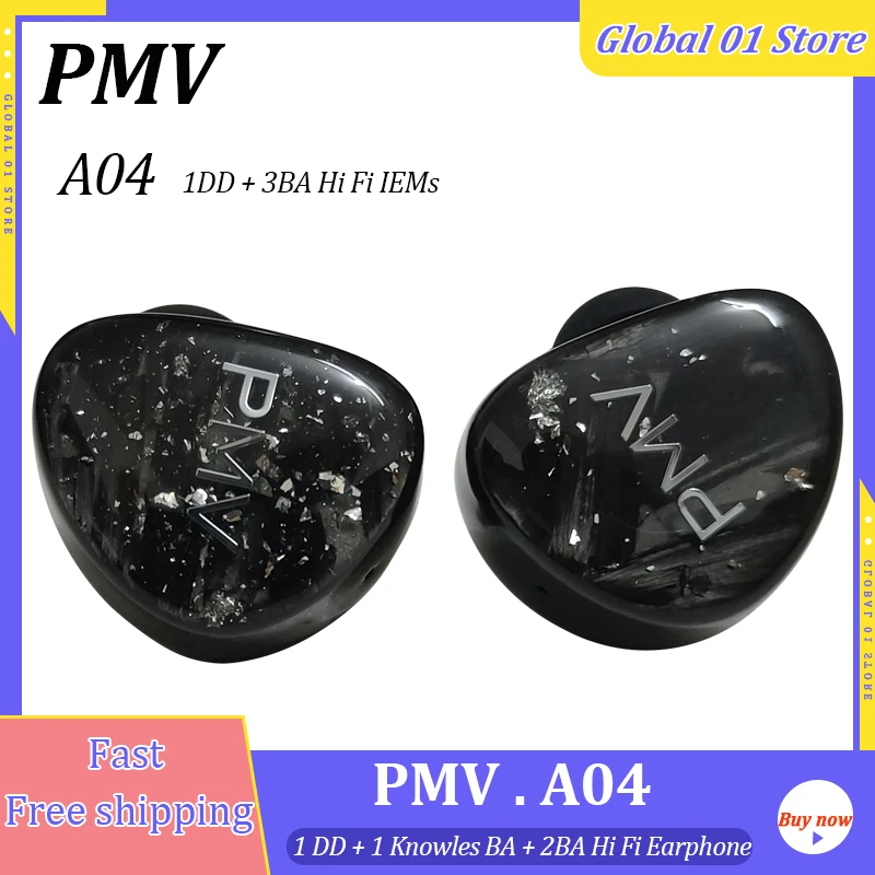 

PMV A04 10mm DD+3 BA Earphone In ear Dynamic And Balanced Armature Hybrid Drive IEM HiFi Earbuds Monitor Headset