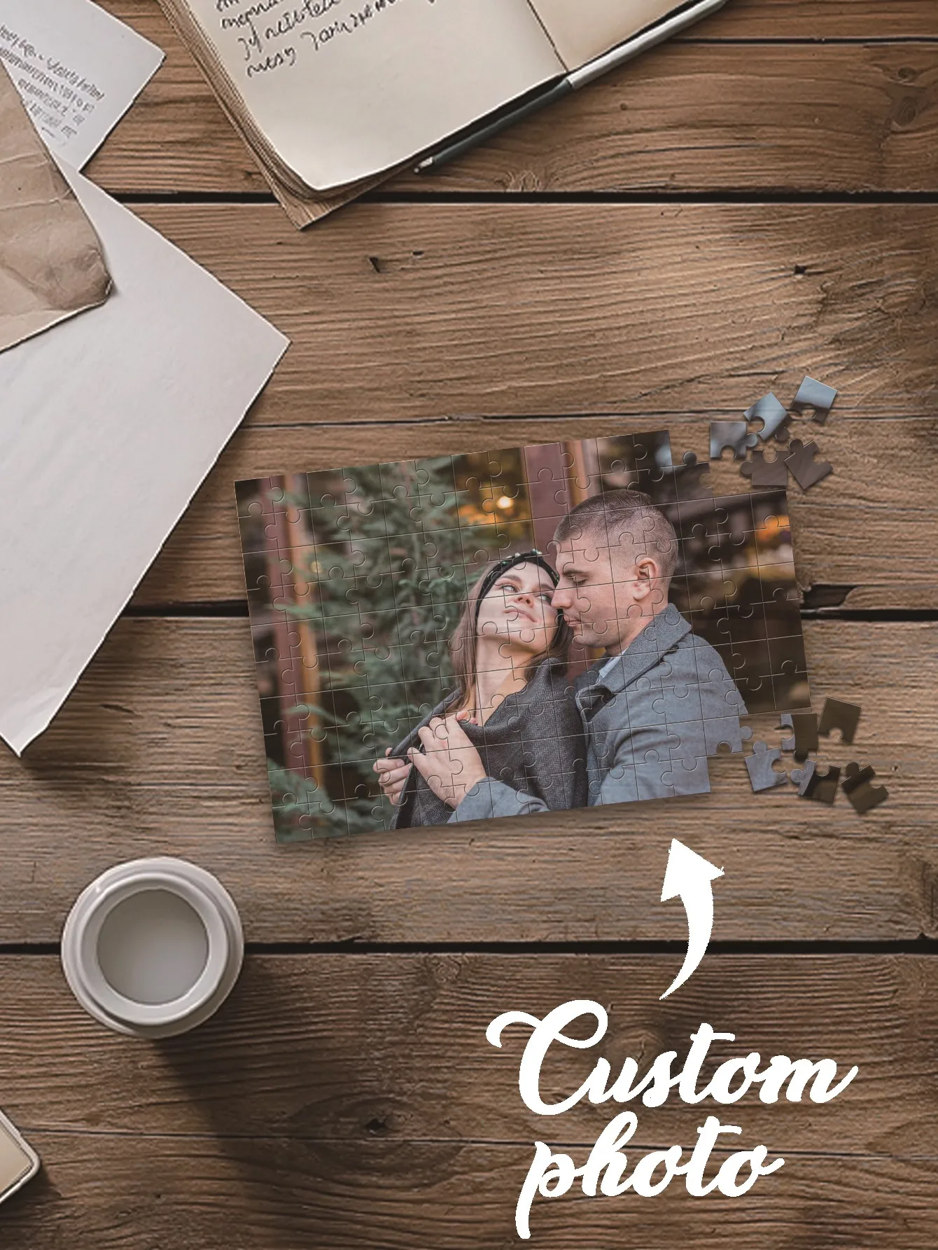 Rompecabezas de fotos personalizado, rompecabezas de madera para parejas, decoración de imagen personalizada, Gif coleccionable, 35/300/500/1000 Uds.