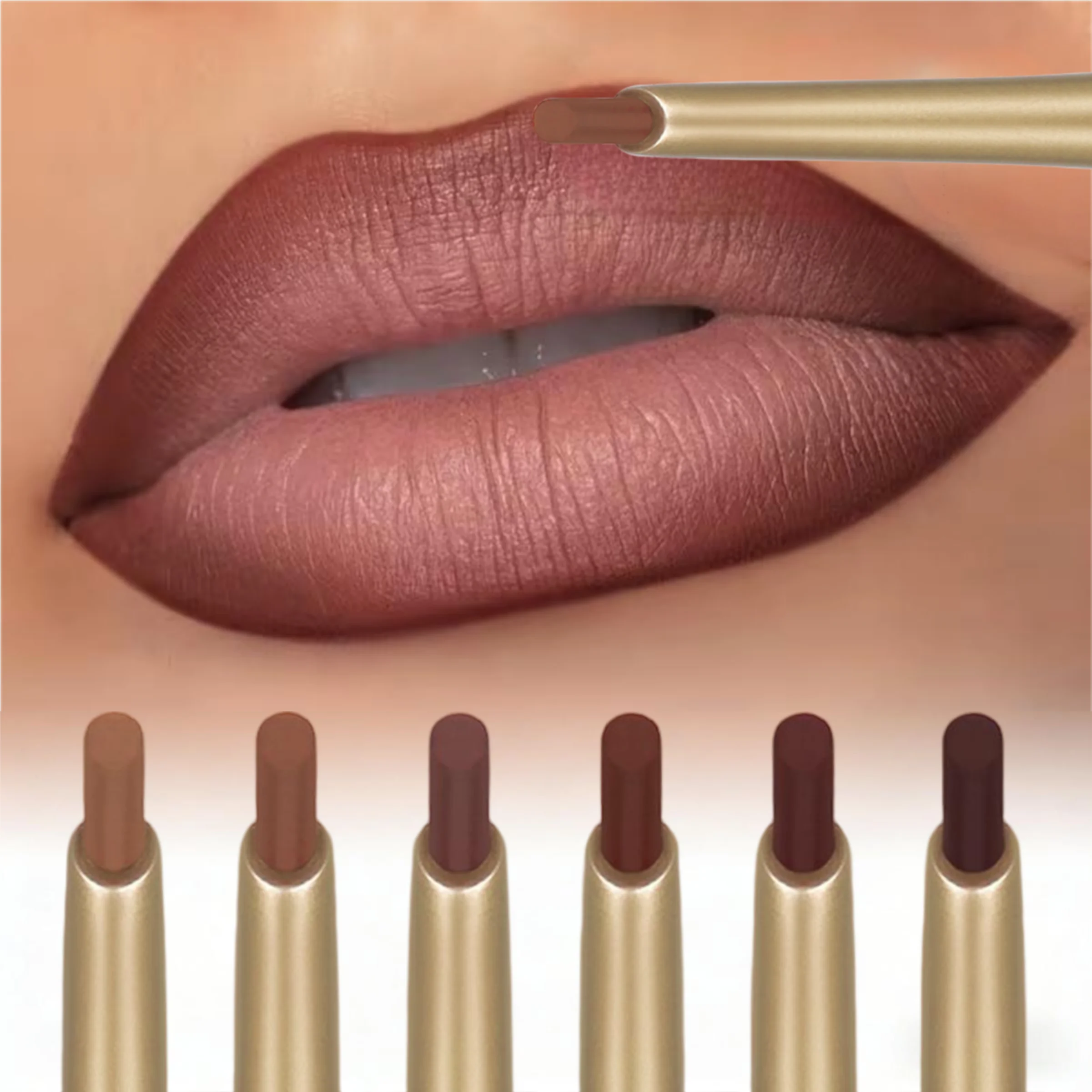 1 lápiz delineador de labios mate y suave - Delineador de labios preciso con fórmula impermeable de larga duración para un contorno preciso