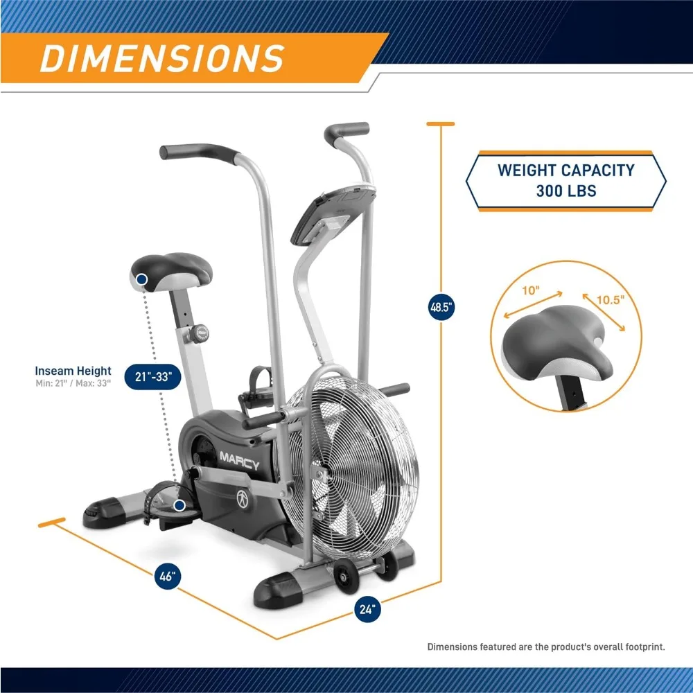 Air-Resistance Exercise Fan Bike With Dual Acction Handlebars