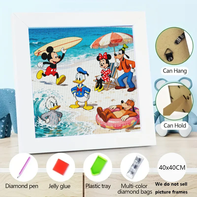 

1 шт. 5D DIY комплект алмазной живописи полная дрель, Дисней Микки Маус Минни Дональд Дак Гуфи Плутон пляжный отдых веселая сцена Rhinesto