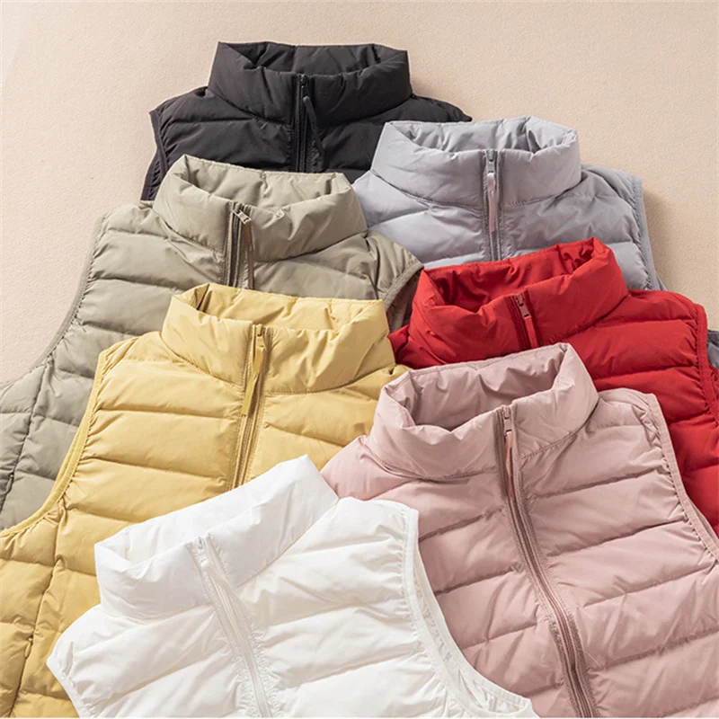 

Autumn Winter Women Bigsize Down Waistcoat Jacket Warm Light Thin White Duck Down Vest Coat Female Sleeveless Short Tank Parkas