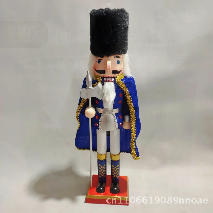 

Классический этнический деревянный Щелкунчик, рождественские украшения, красный/зеленый/синий плащ, 38 см, праздничные украшения для украшения дома