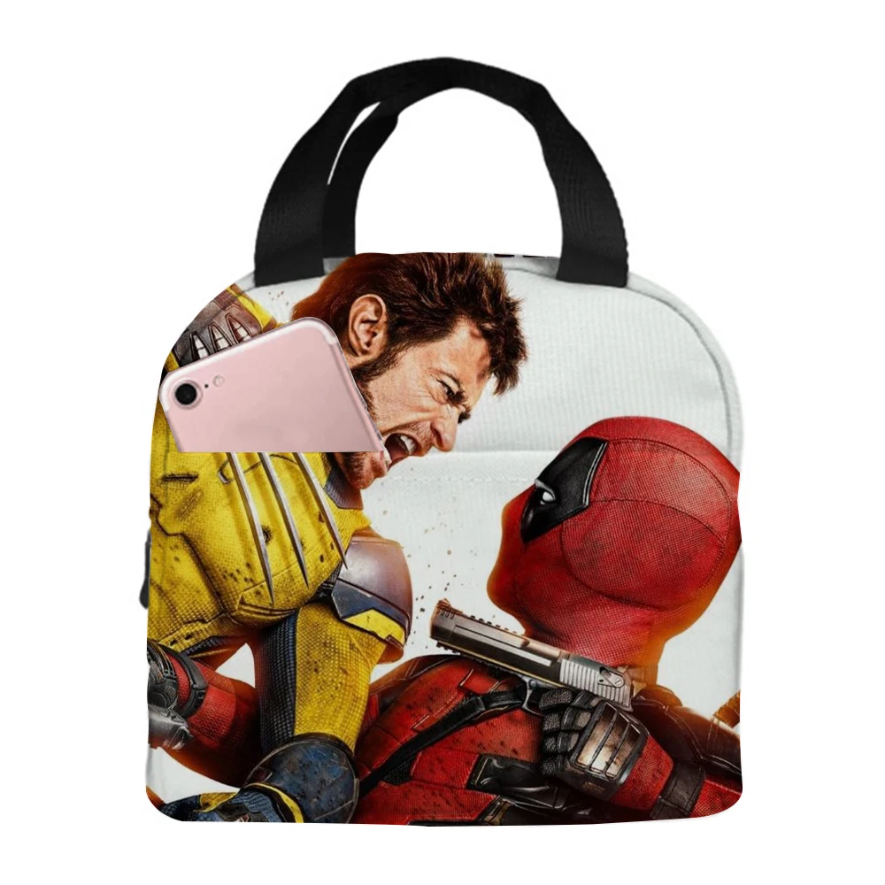 Deadpool & Wolverine Marvels Lunch Bag New Movie Action Figures Thermal Insulation Handbag Kids School Food Bento Pouch Gifts