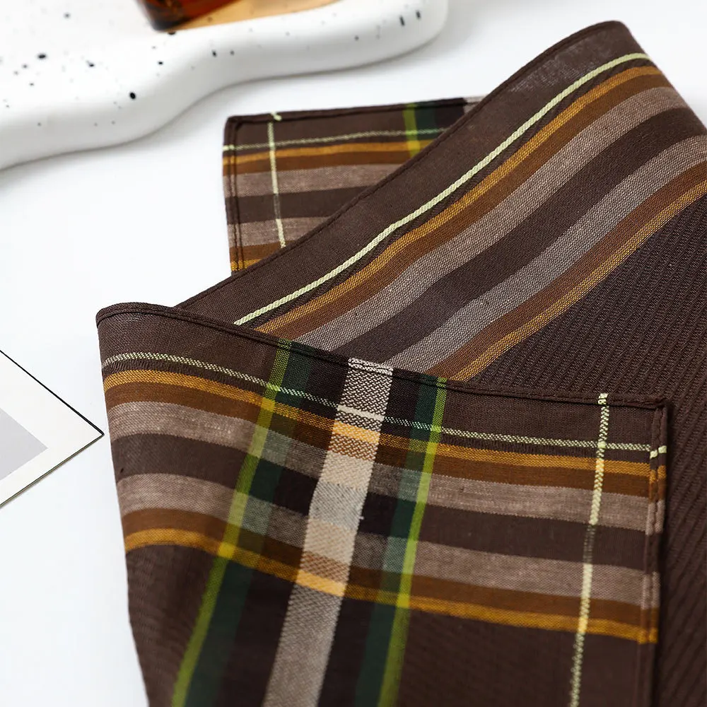 3/6 قطعة الرجال منديل القطن الخالص الكلاسيكية المتناقضة اللون منقوشة منشفة اليد دعوى جيب منشفة الساتان خمر العرق 43 سنتيمتر