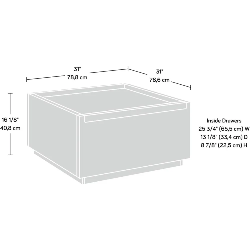 Кофейный столик, Д: 31,02 дюйма x Ш: 30,95 дюйма x в: 16,06 дюйма, отделка Мистик-дубом