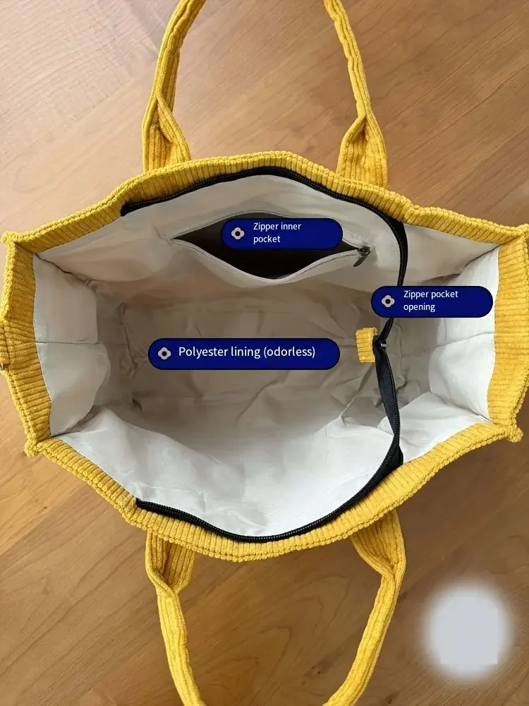 Cord-Umhängetasche Stilvolle Pendler-Schultertasche mit Mehreren Geräumigen Fächern Handtasche für Damen – Detail 34