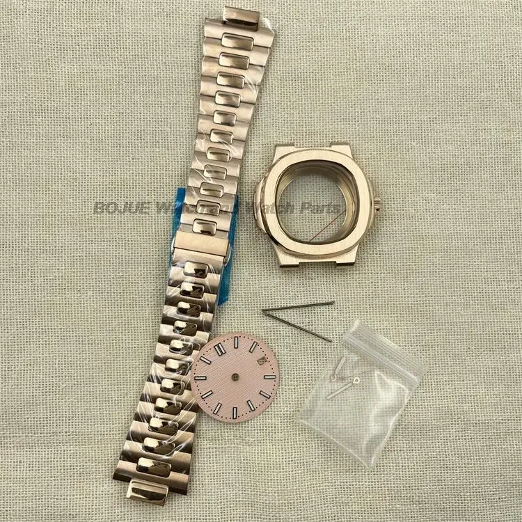 Корпус NH35, 41 мм, мужские аксессуары для часов из розового золота, светящийся циферблат, стрелки, ремешок из нержавеющей стали для Nautilus NH35, аксессуар для механизма